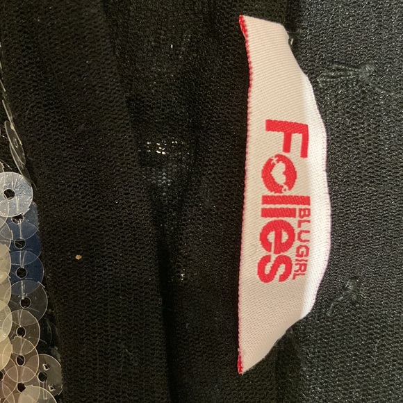 FOLLIES- BLUGIRL- Vintage, Silver and Black Sequence Leggings.  RARE find! - Picture 2 of 5